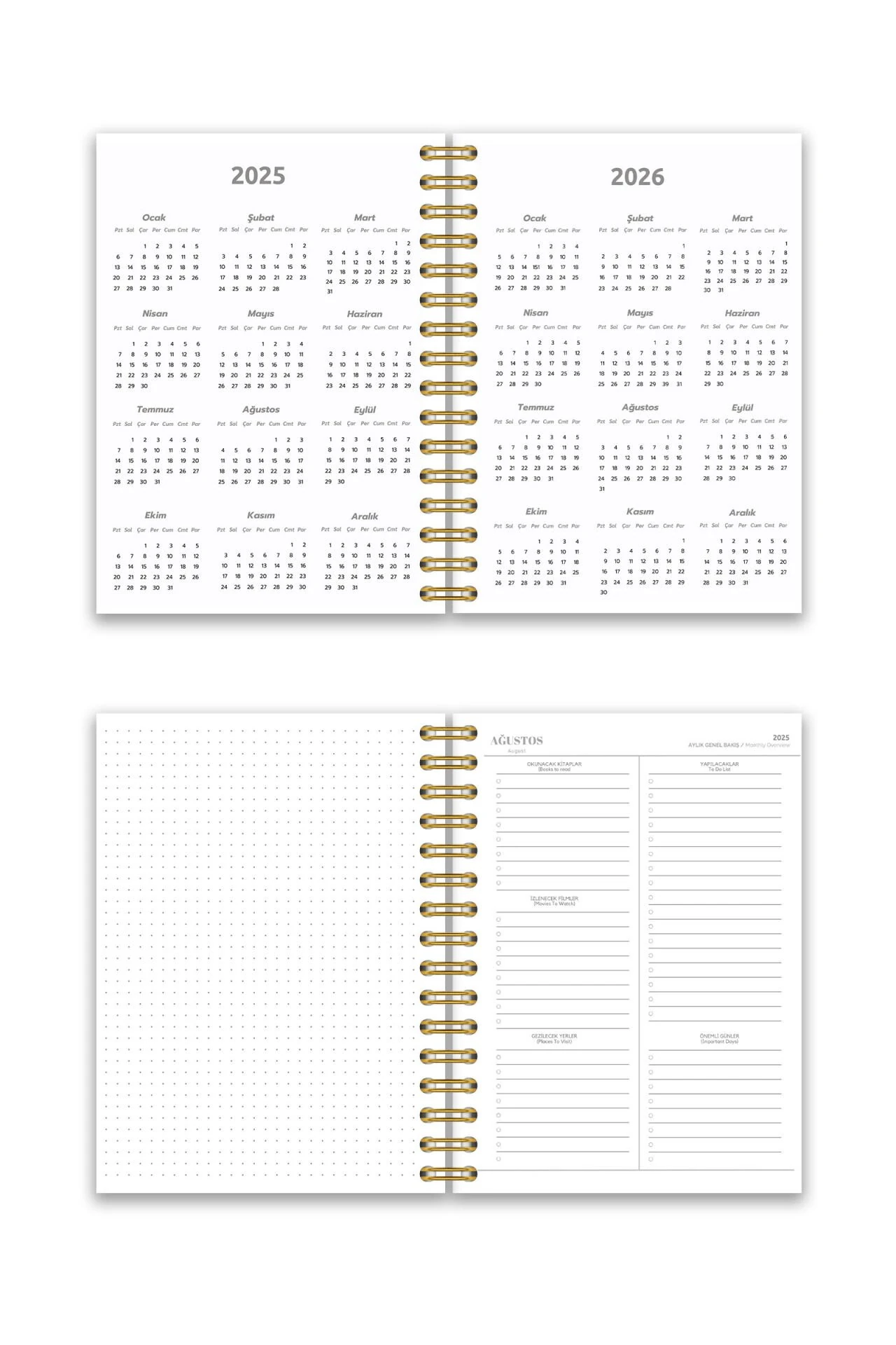 Fobinote 2025-2026 A5 Spiralli Akademik Ajanda Sert Kapak Bisiklet