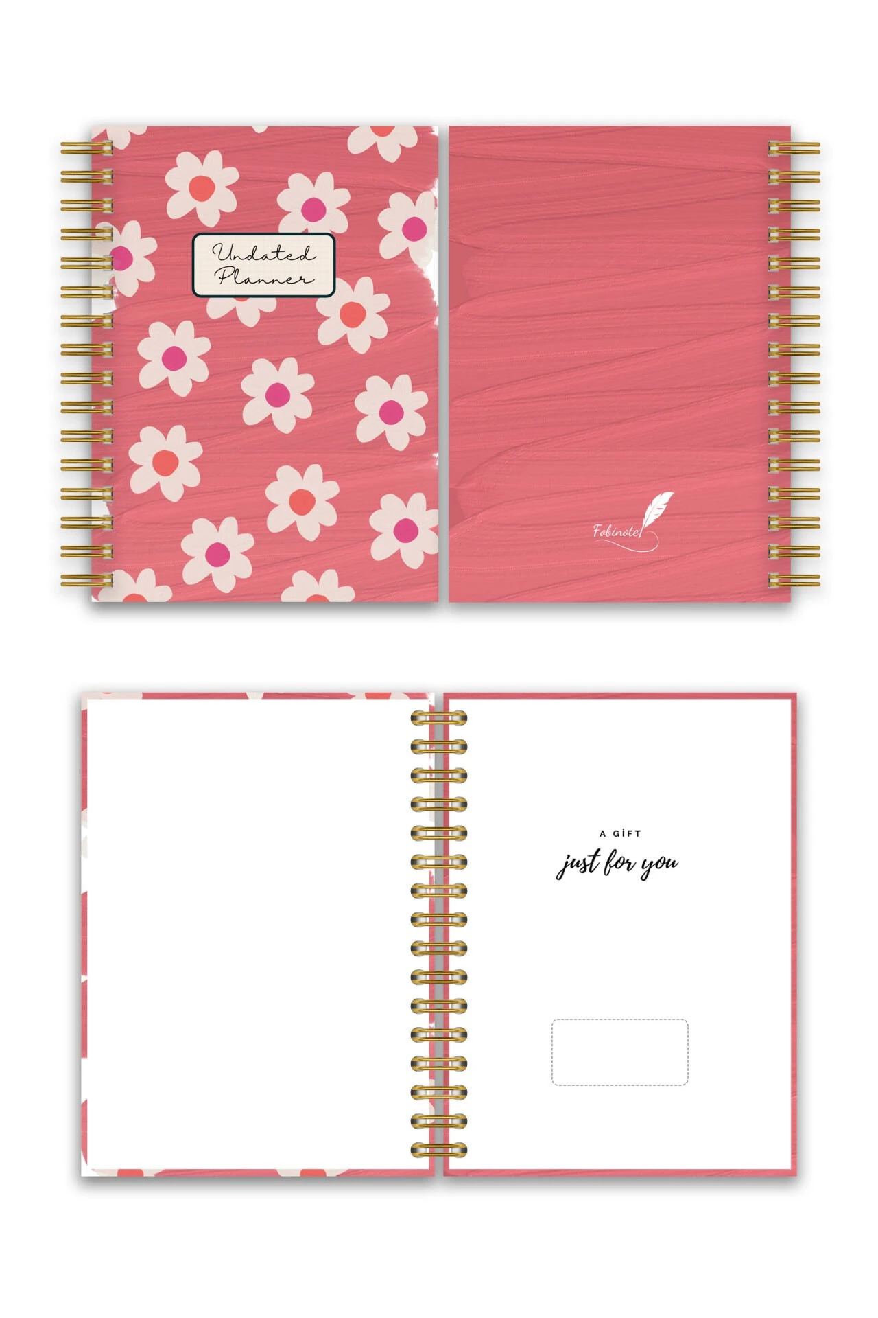 Sert Kapak A5 Spiralli Ajanda (SÜRESİZ PLANLAYICI AJANDA) Papatya