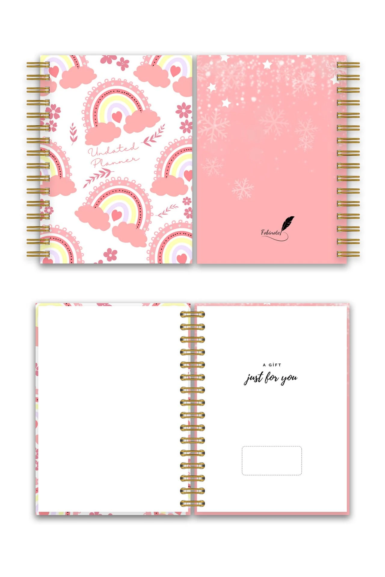 Sert Kapak A5 Spiralli Ajanda (SÜRESİZ PLANLAYICI AJANDA) Pembe Kuşak