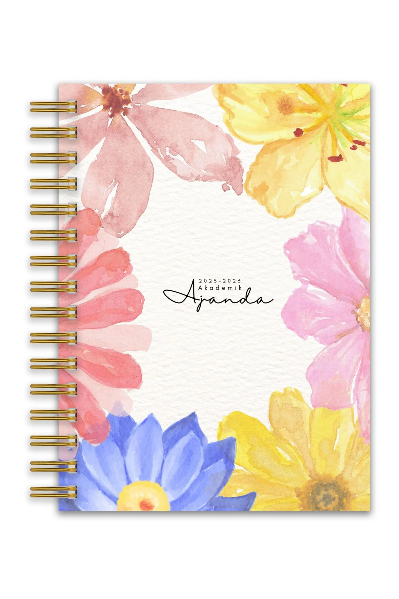 Fobinote 2025-2026 A5 Spiralli Akademik Ajanda Sert Kapak Çiçekler image
