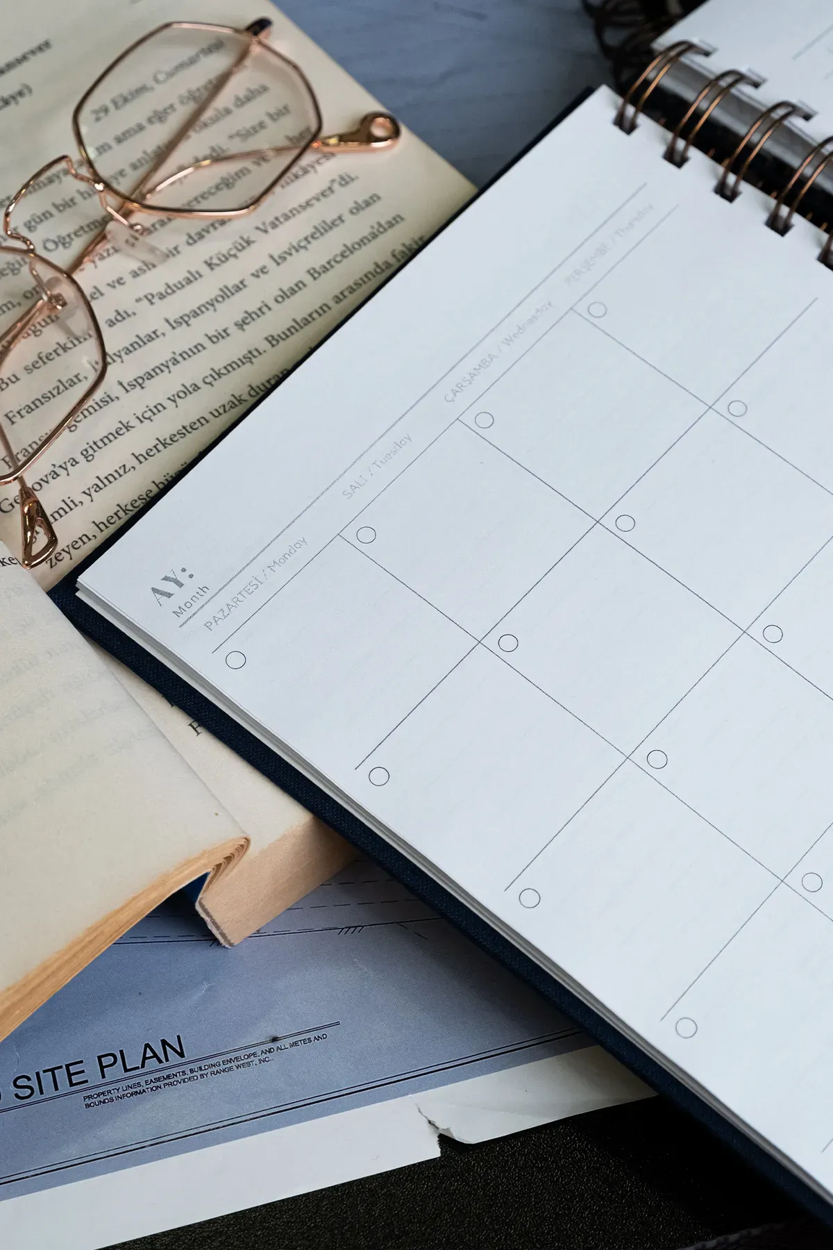 Fobinote A5 Spiralli Süresiz Keten Ajanda (Special Planner) Lacivert