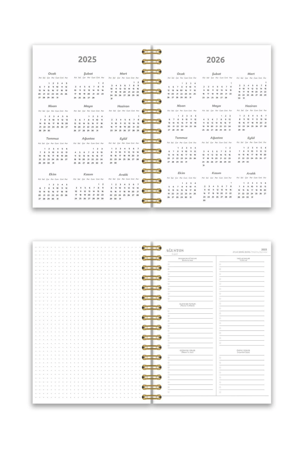 Fobinote 2025-2026 A5 Spiralli Akademik Ajanda Sert Kapak Akademik Bohem