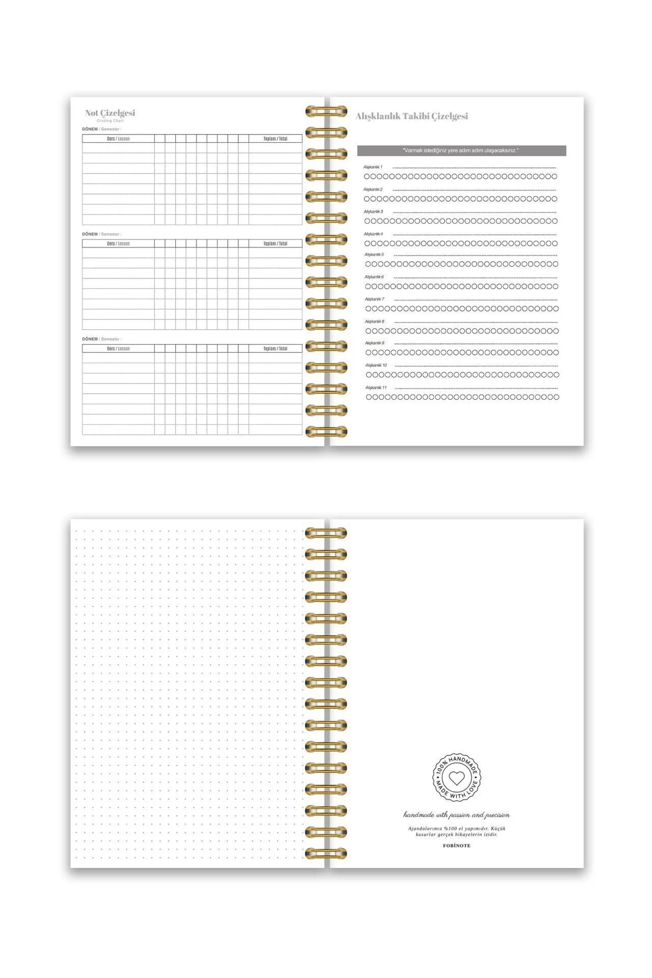 Fobinote 2025-2026 A5 Spiralli Akademik Ajanda Sert Kapak Akademik Güneş