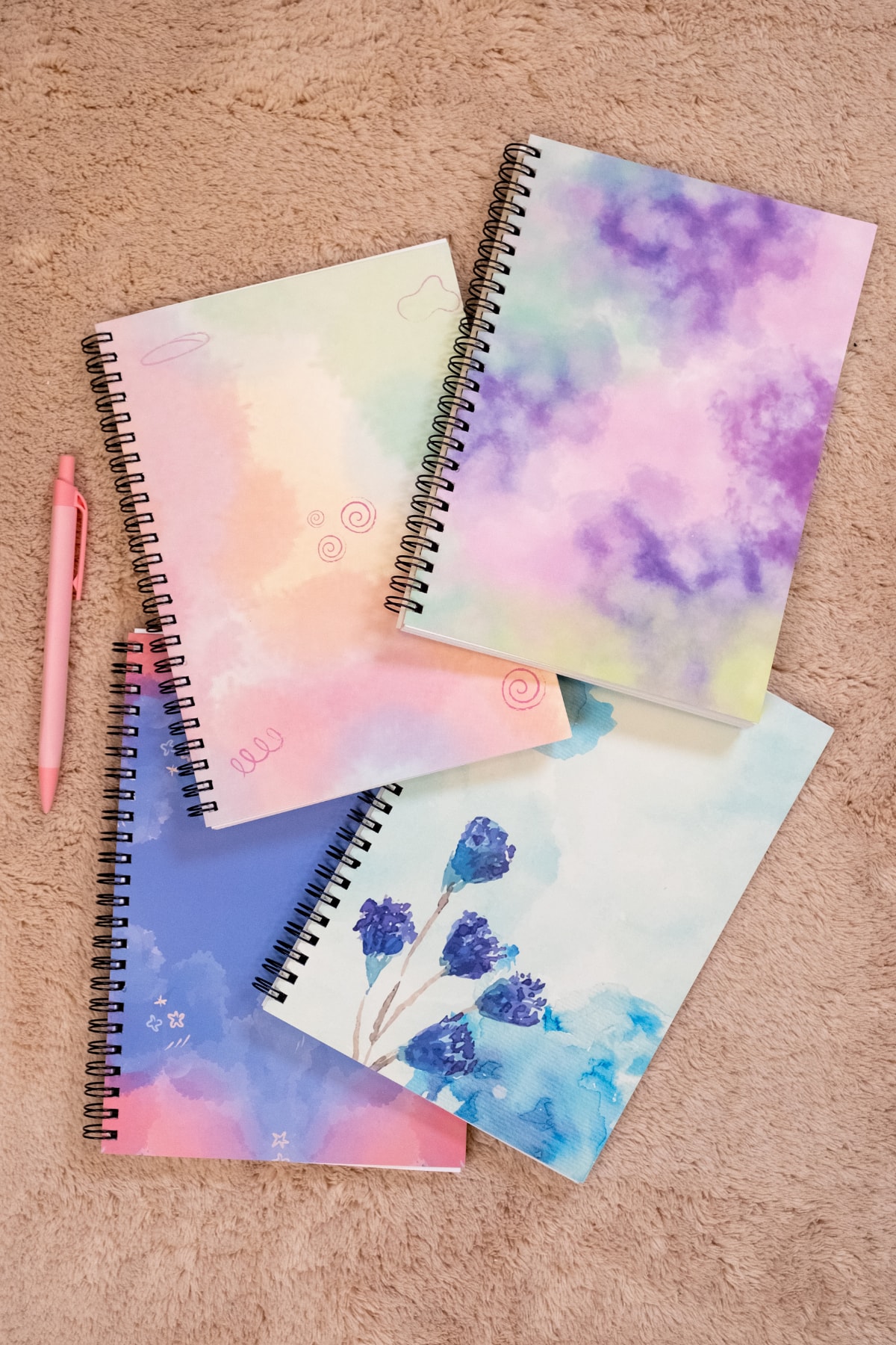 Fobinote Spiralli Okul Defteri 80 yaprak 4'lü Set - (Rengarenk) A5 Boy Kareli Defter main variant image