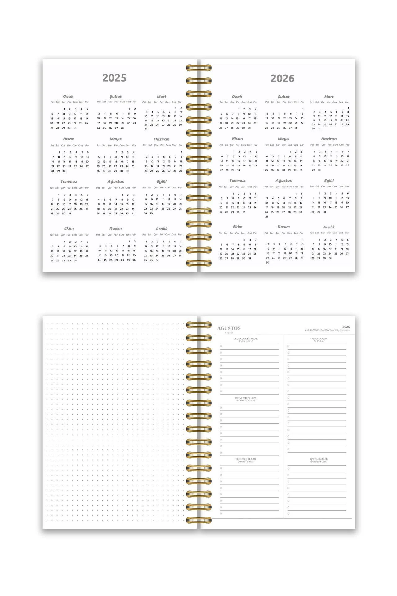 Fobinote 2025-2026 A5 Spiralli Akademik Ajanda Sert Kapak Akademik Güneş
