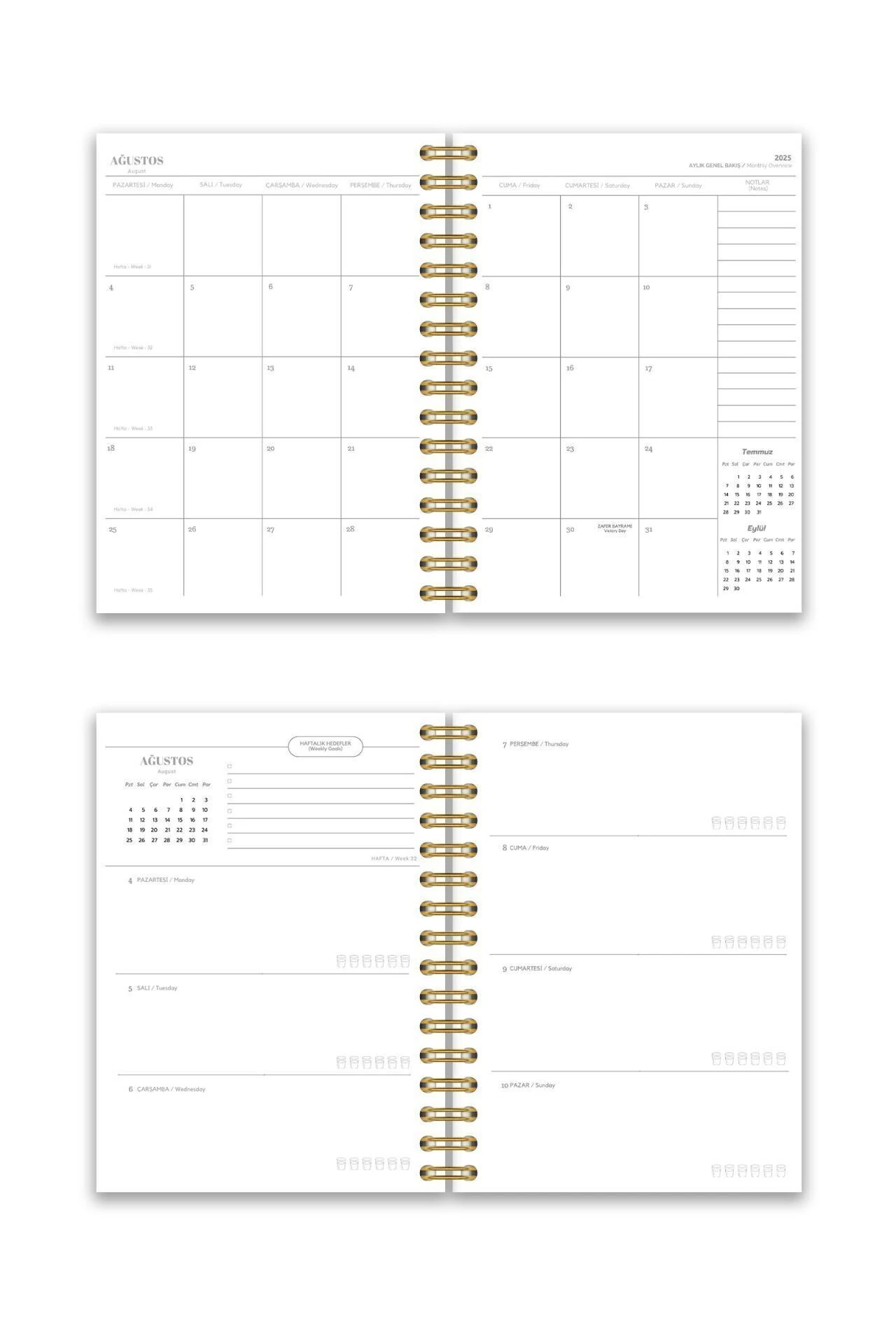 Fobinote 2025-2026 A5 Spiralli Akademik Ajanda Sert Kapak Akademik Asya