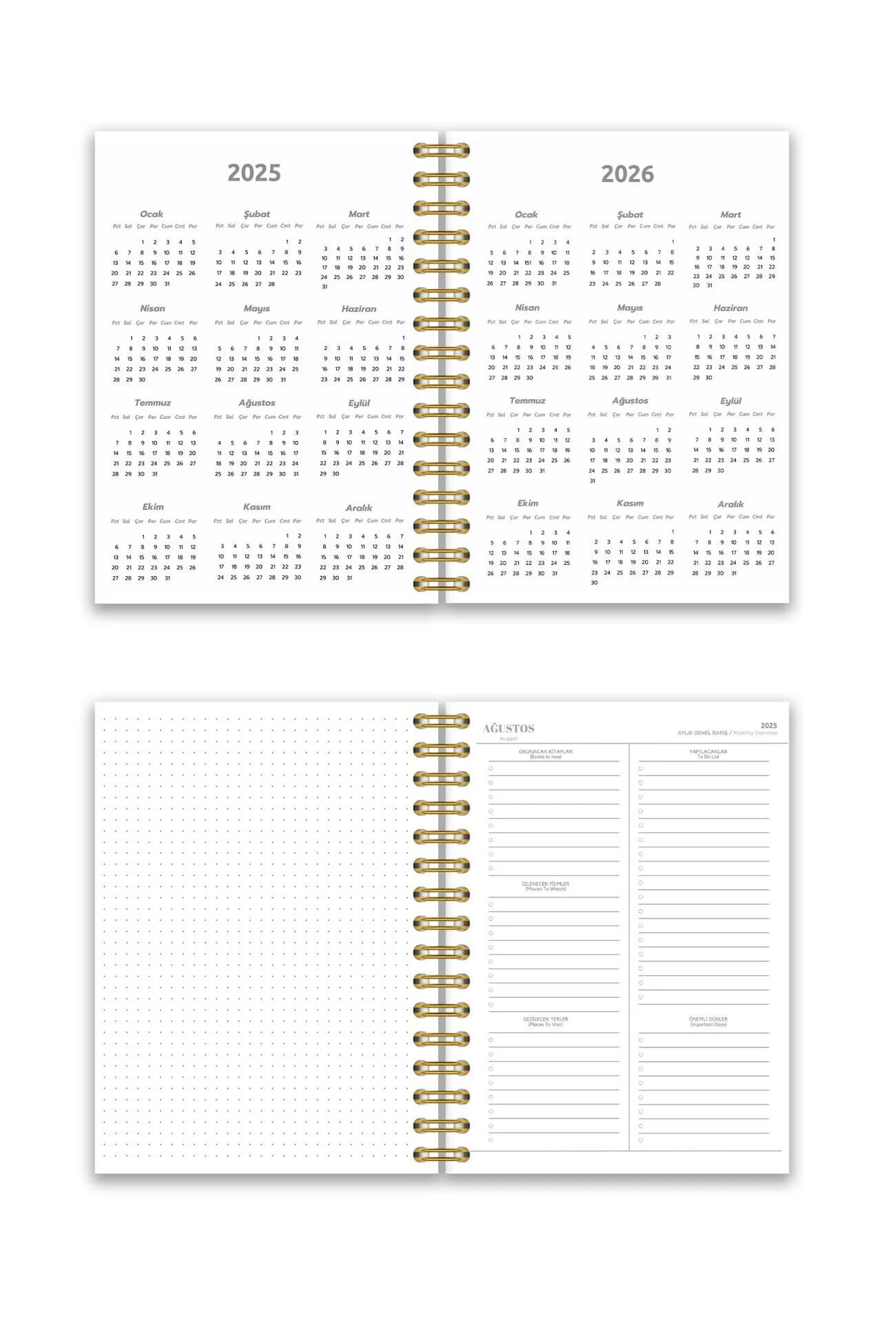 Fobinote 2025-2026 A5 Spiralli Akademik Ajanda Sert Kapak Çiçekler