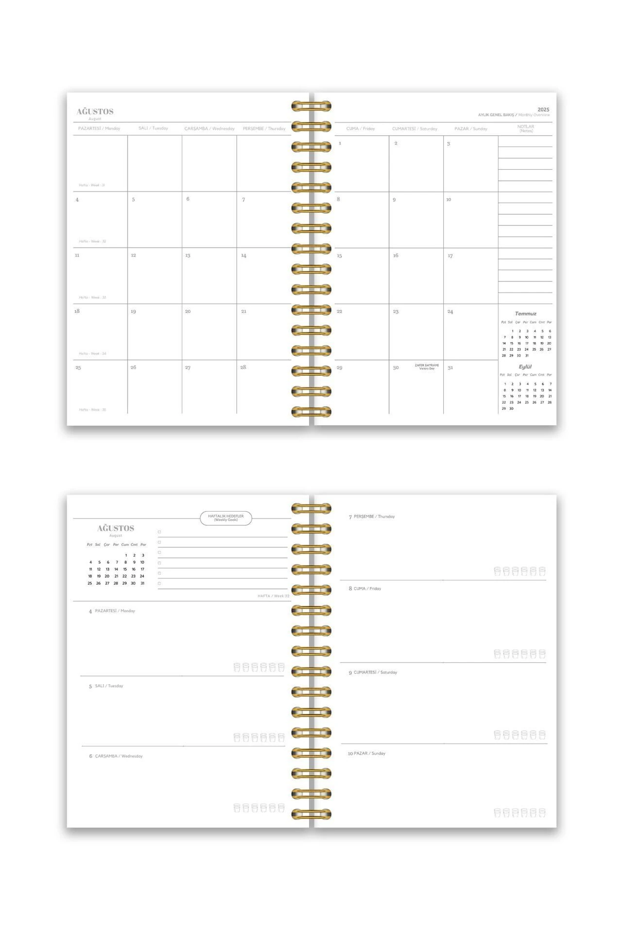 Fobinote 2025-2026 A5 Spiralli Akademik Ajanda Sert Kapak Akademik Bohem