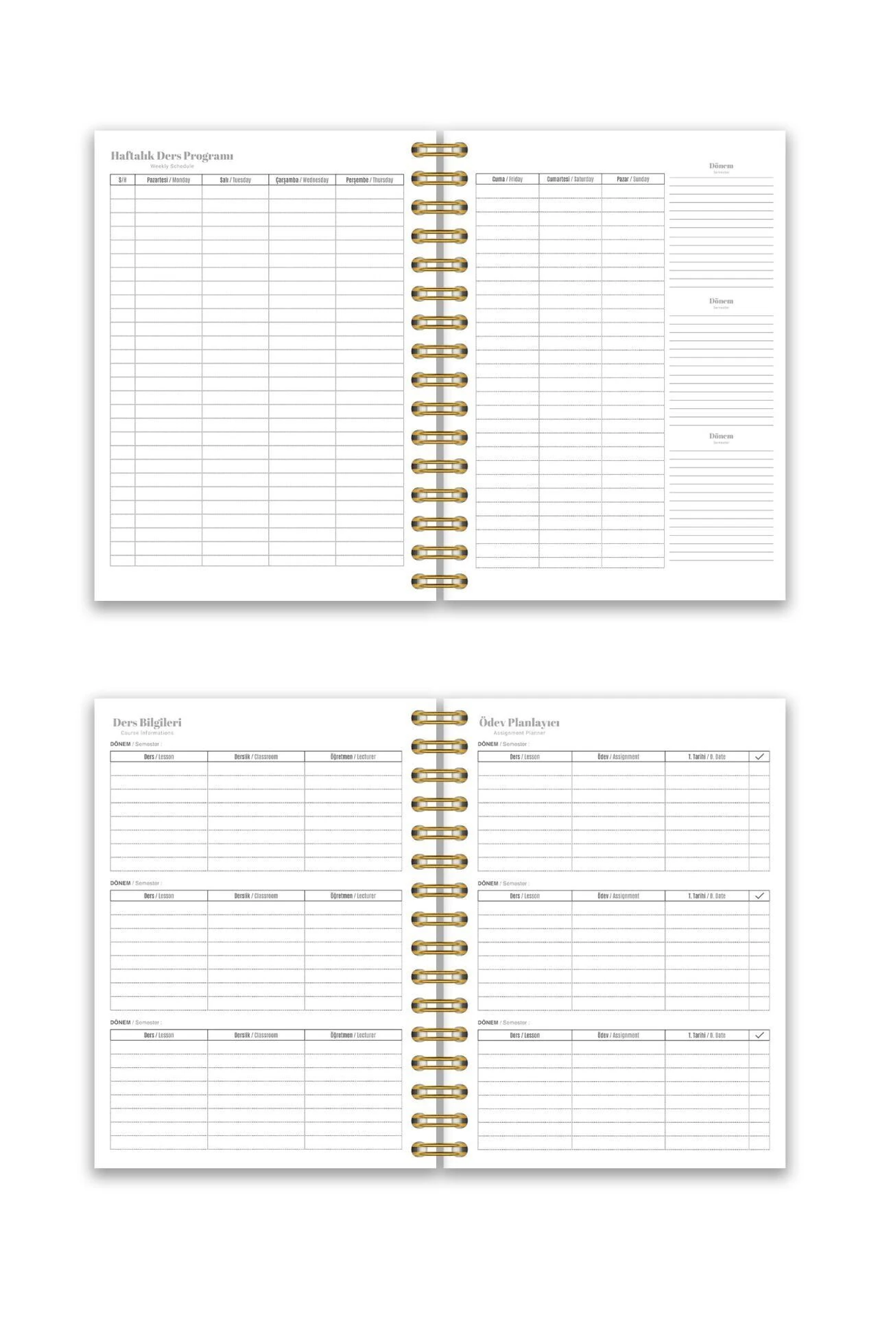 Fobinote 2025-2026 A5 Spiralli Akademik Ajanda Sert Kapak Leyl
