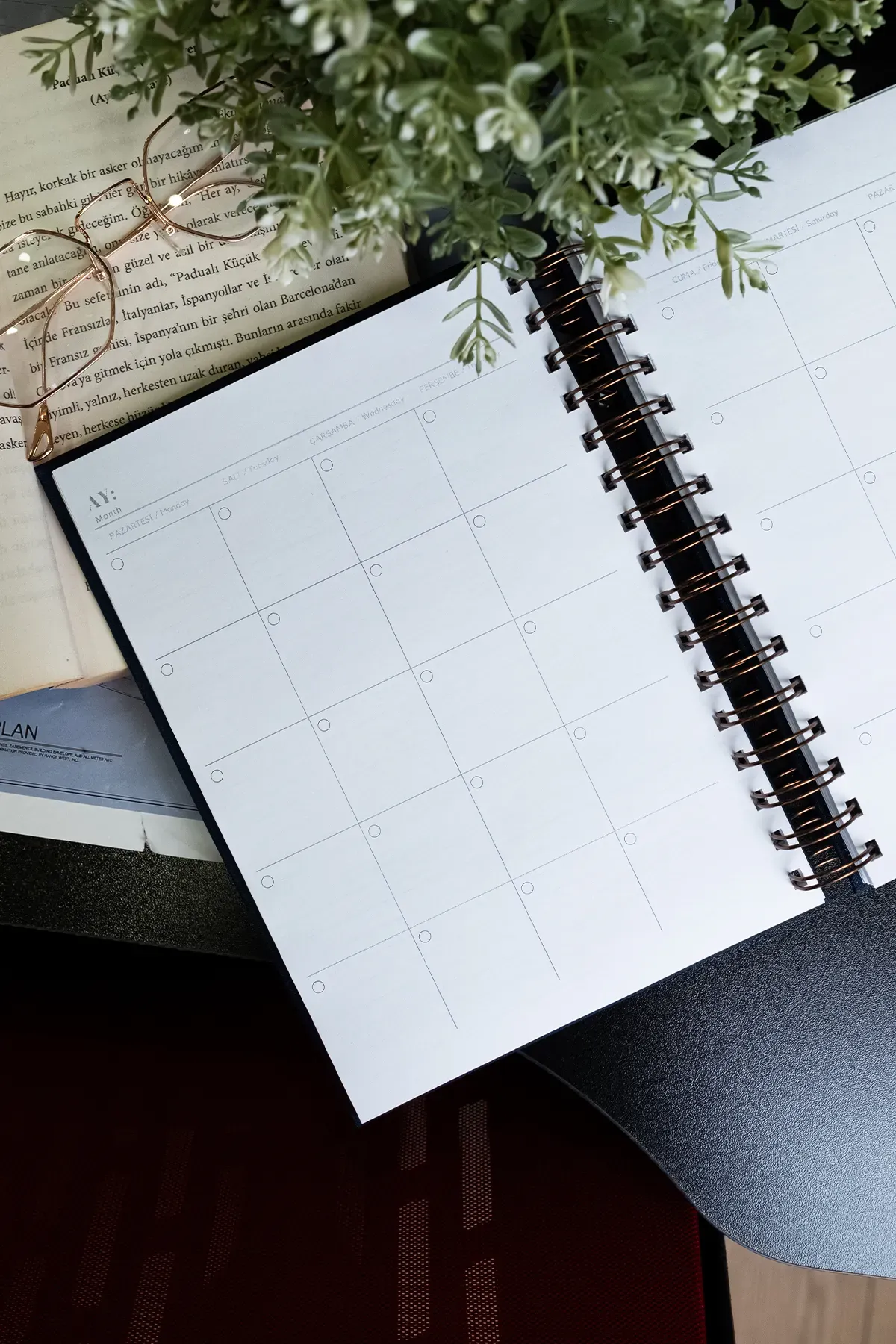 Fobinote A5 Spiralli Süresiz Keten Ajanda (Special Planner) Siyah