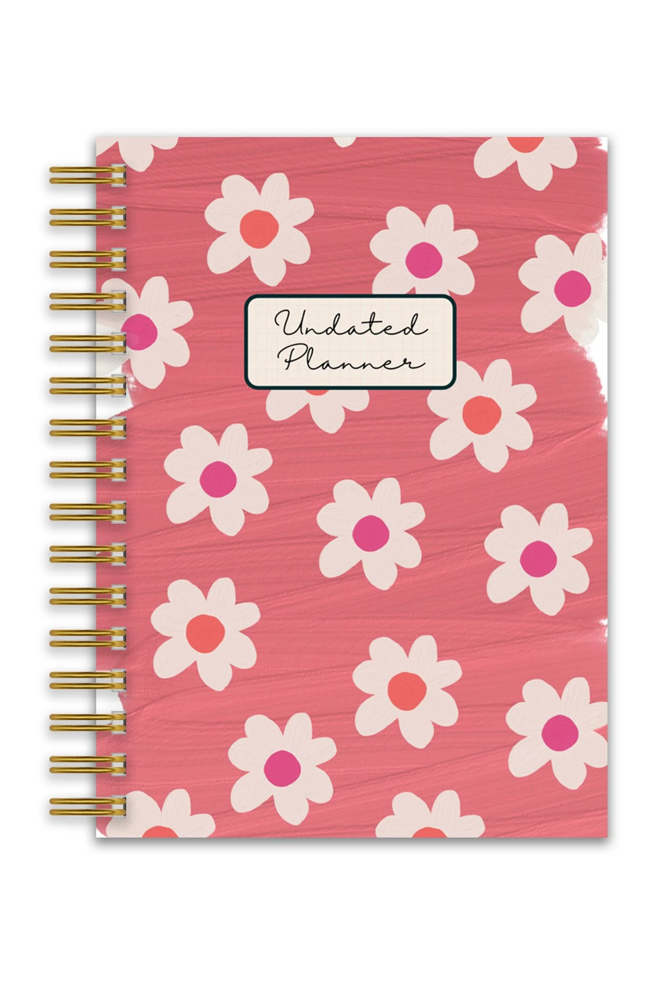 Sert Kapak A5 Spiralli Ajanda (SÜRESİZ PLANLAYICI AJANDA) Papatya image