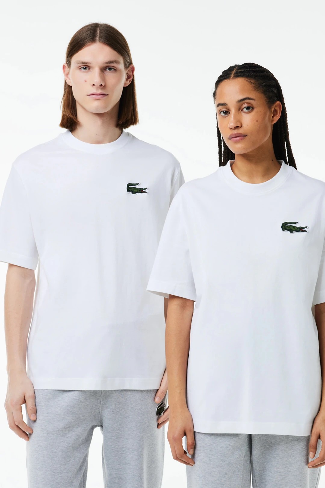 Unısex Loose Fit Large Croc Heavy Cotton T-SHIRT - Beyaz