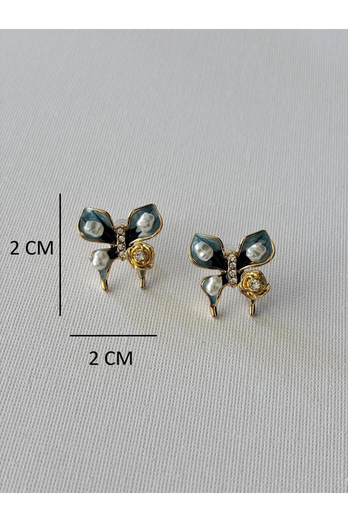 Kadın Kelebek Model İnci Taşlı Küpe