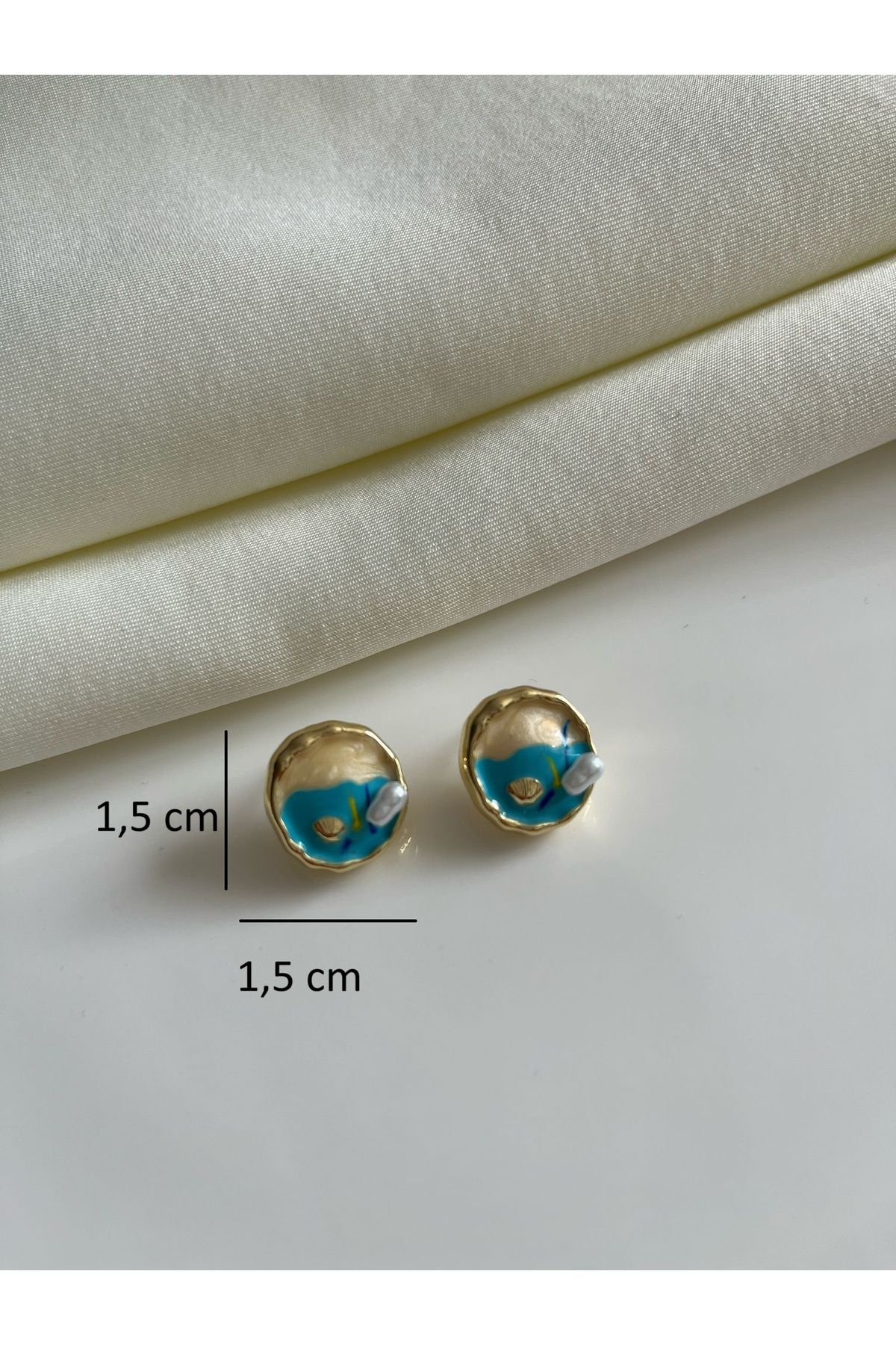 Vintage Deniz Detaylı İncili Kadın Küpe