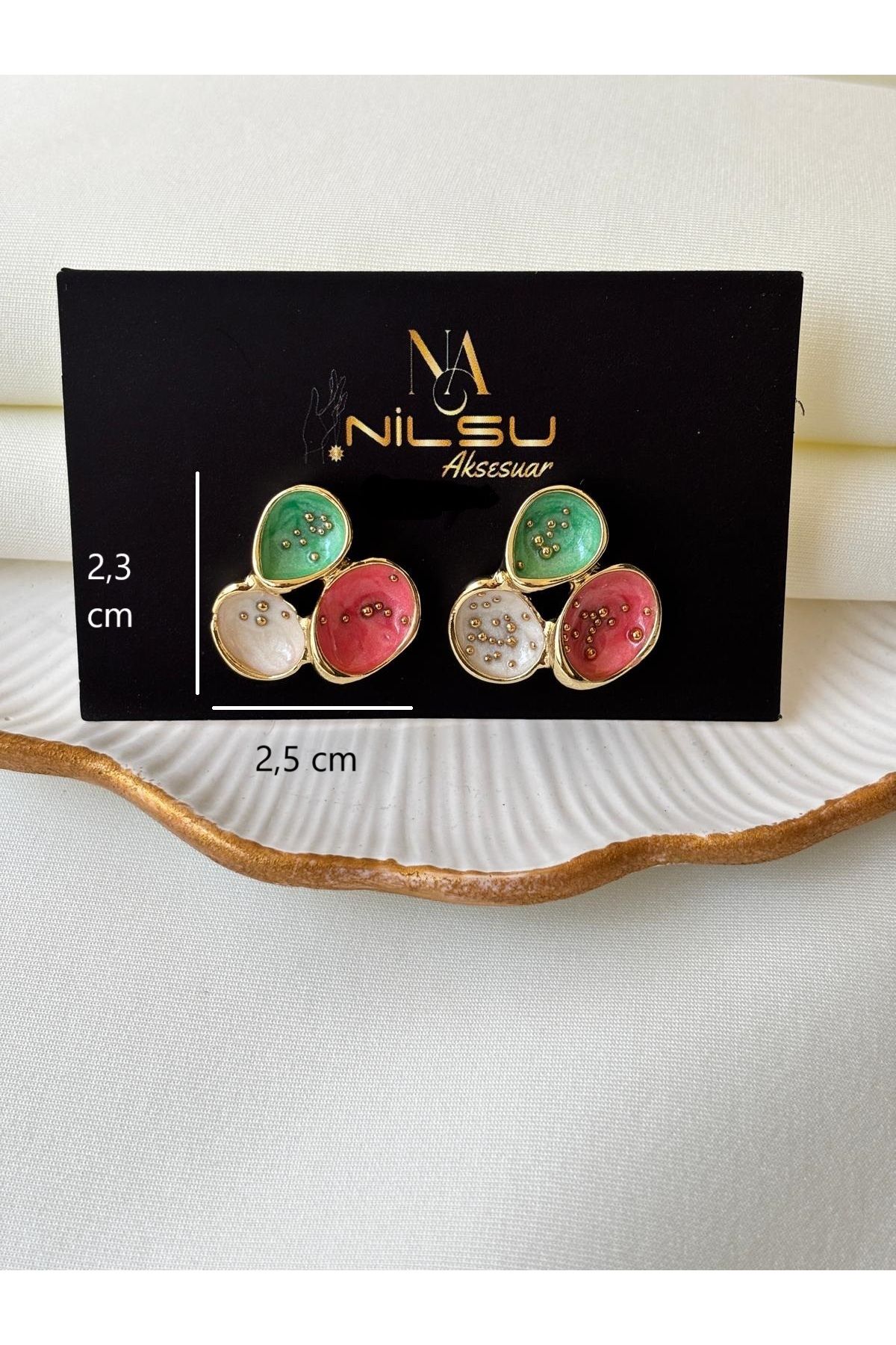 Üç Renkli Tasarım Kadın Küpe