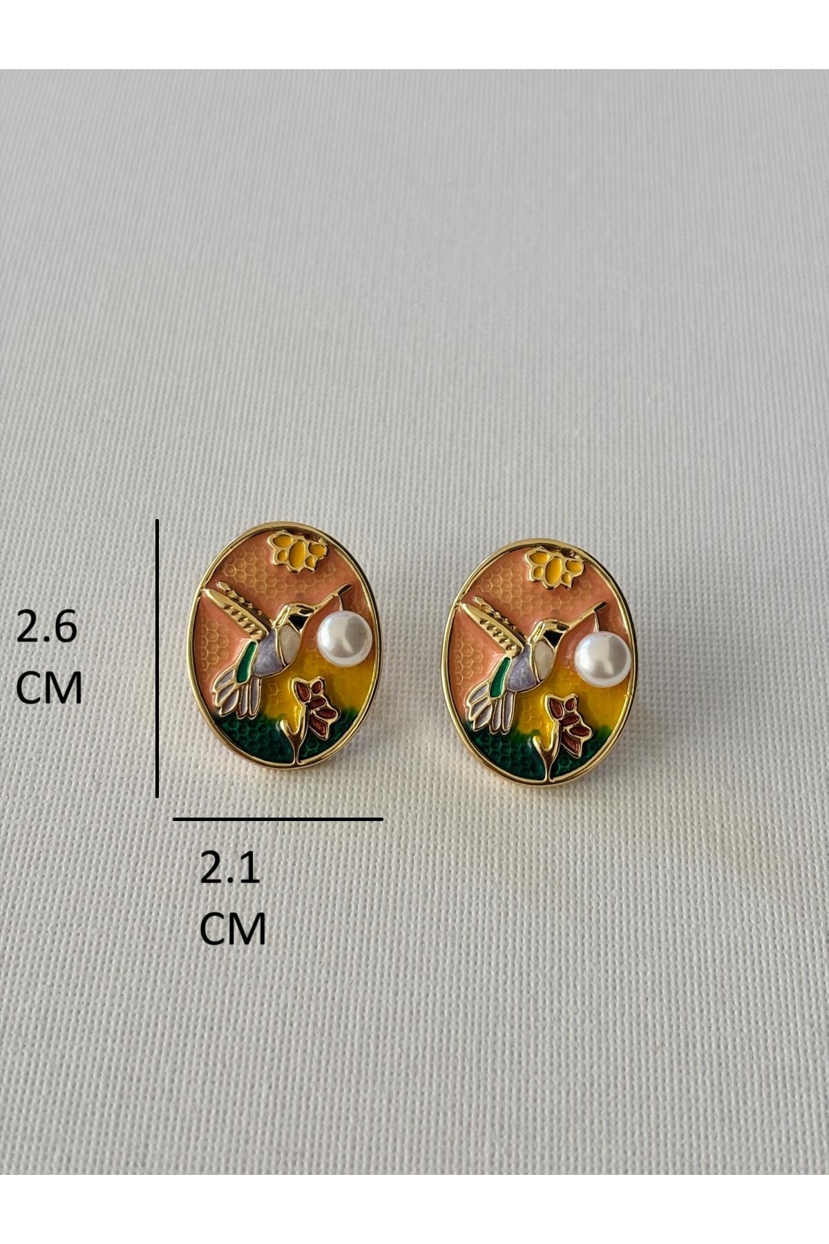 Vintage İnci Detaylı Kuş Motifli Kadın Küpe