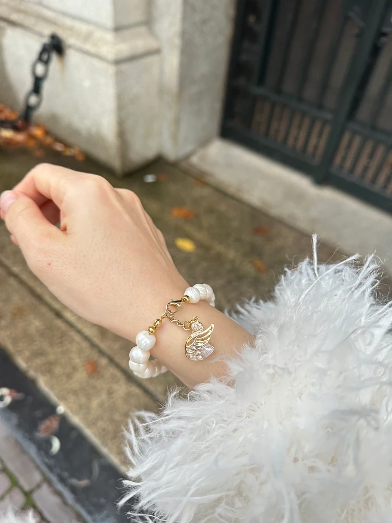 SHİNE KUĞU GERÇEK İNCİ BİLEKLİK