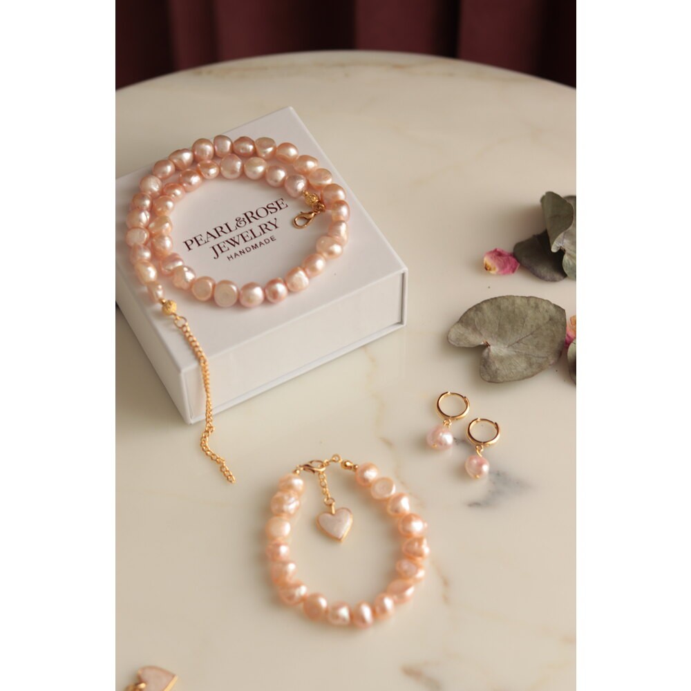 SALMON REAL PEARL SET OF 3