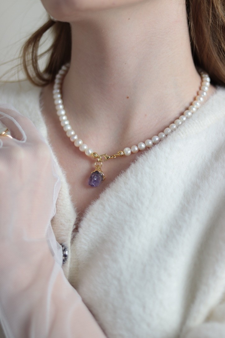 ROYAL AMETHYST REAL PEARL NECKLACE