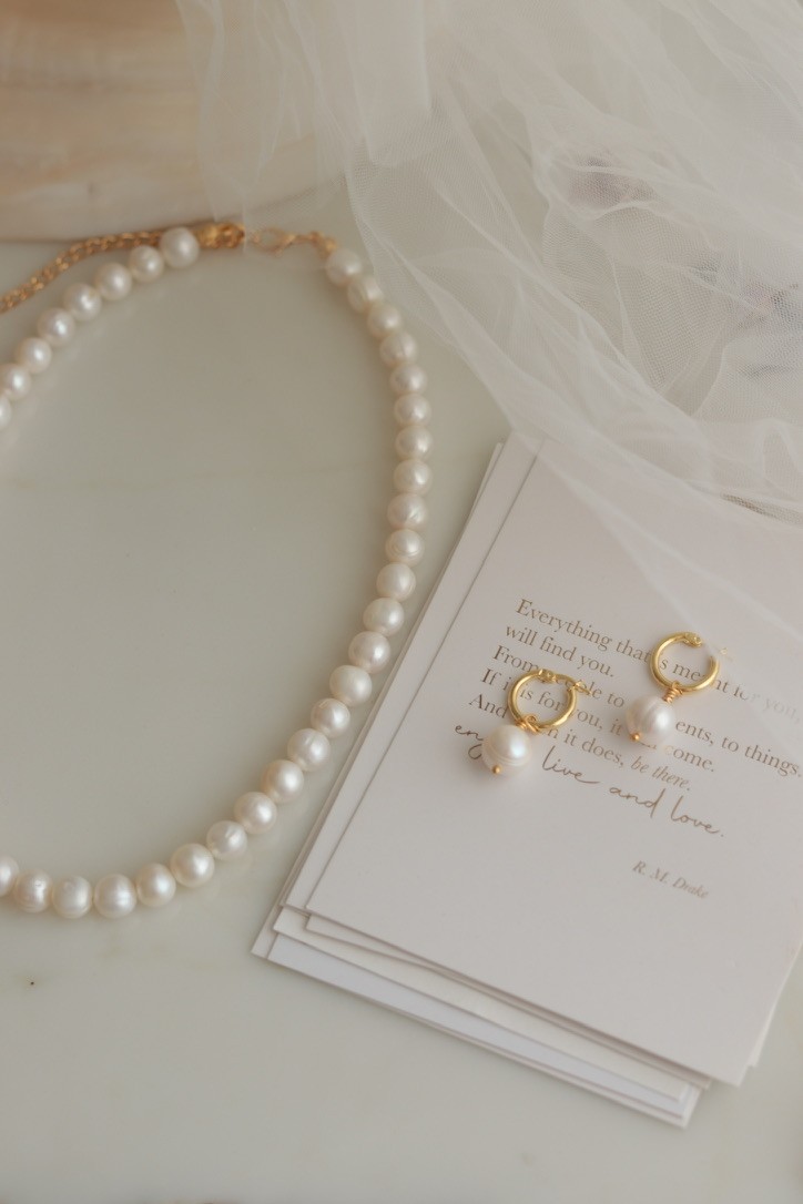 ROSE ALFABET BRIDE REAL PEARL SET OF 3