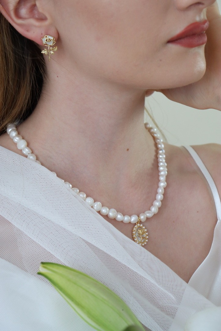 PEARL ROSE DIANA REAL PEARL NECKLACE