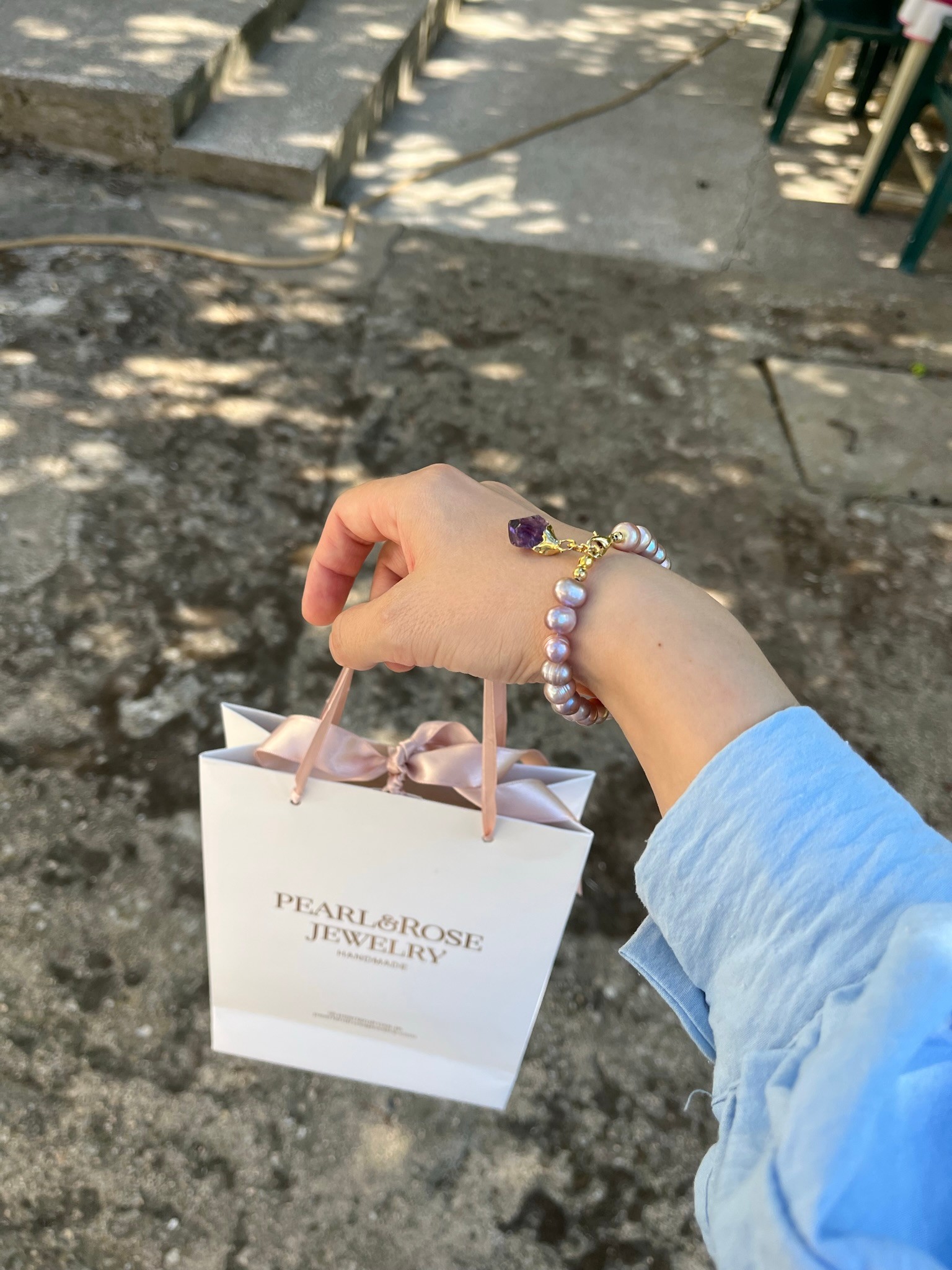 PINK JULIA WITH AMETHYST REAL PEARL BRACELET