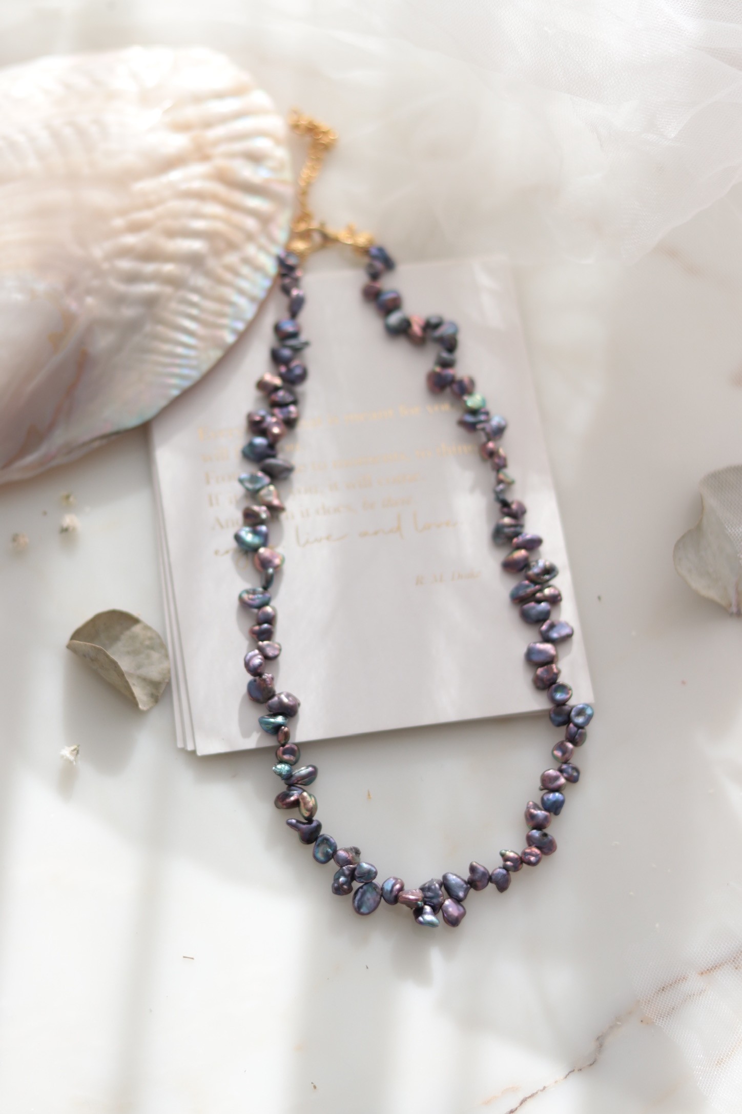 BLACK KESHI REAL PEARL NECKLACE