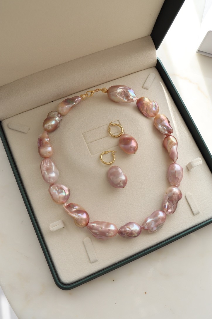 PINK JEWELERY BAROQUE REAL PEARL NECKLACE