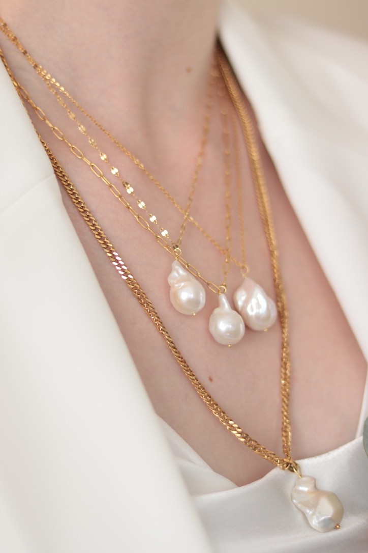 MARIA BAROQUE NO:2 CHAIN REAL PEARL NECKLACE