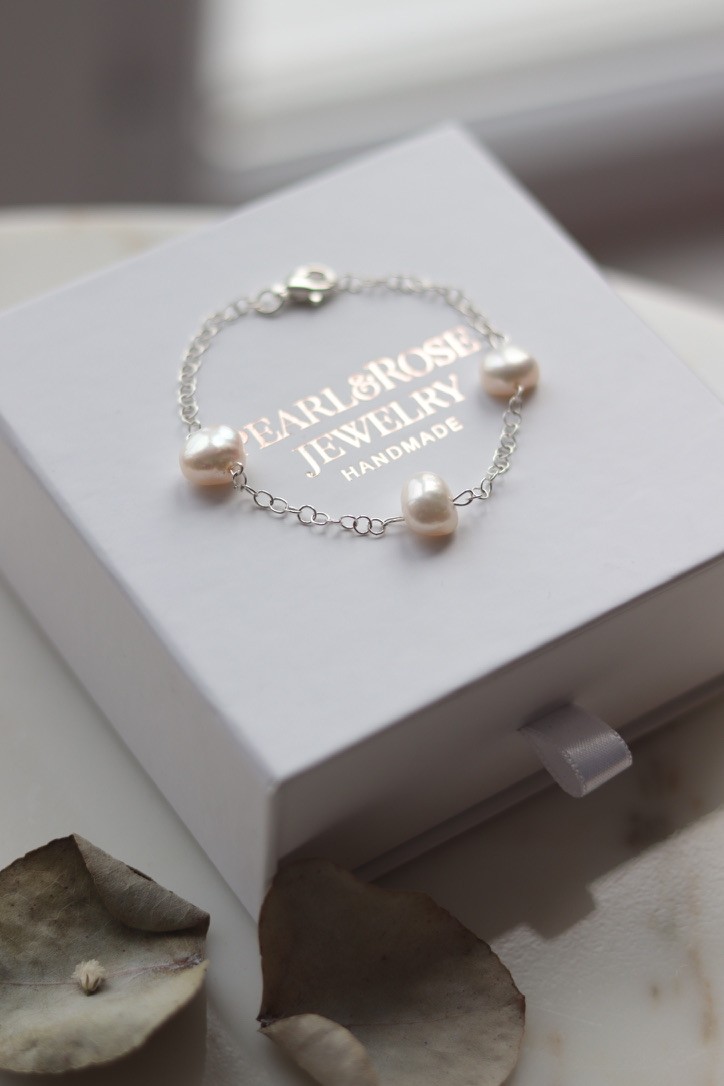 MELINA SILVER REAL PEARL BRACELET