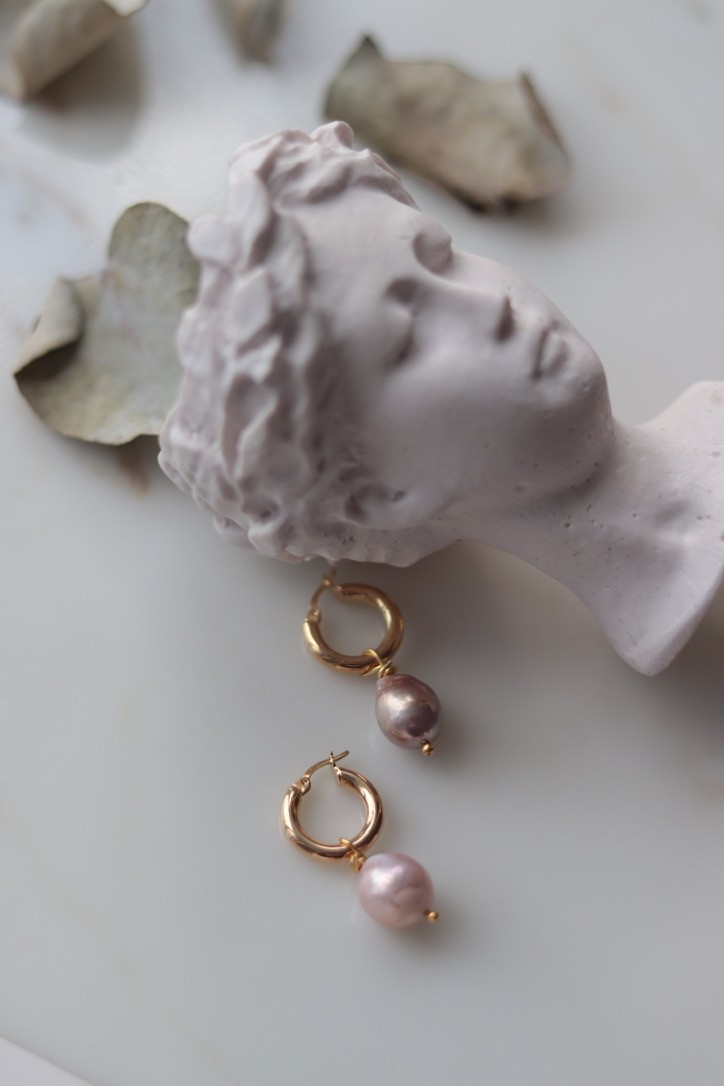 PINK BAROQUE SILVER EARRINGS