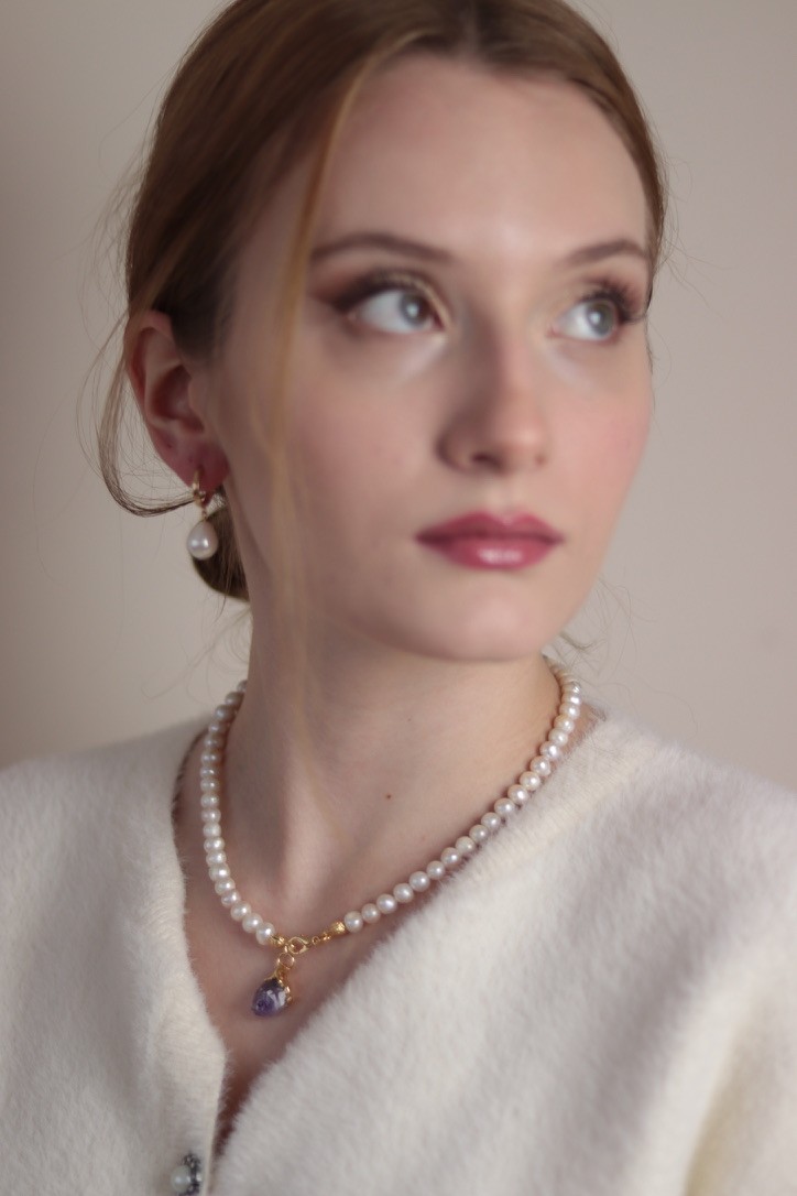 ROYAL AMETİST REAL PEARL NECKLACE