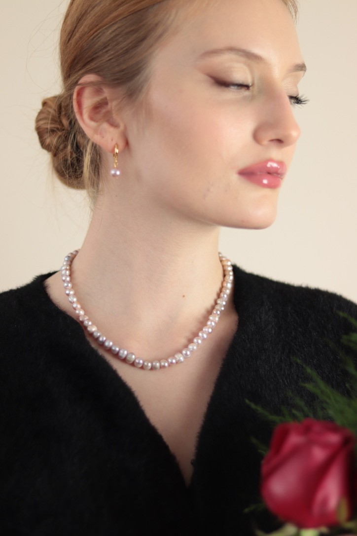 JULIA PINK&LILAC REAL PEARL NECKLACE