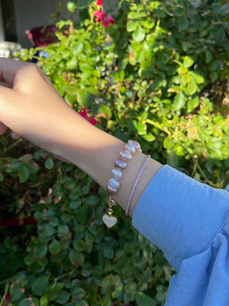 PINK & LILAC EMILIA REAL PEARL BRACELET