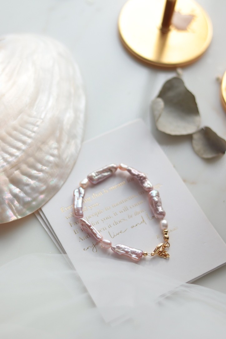 PINK VIOLA REAL PEARL BRACELET