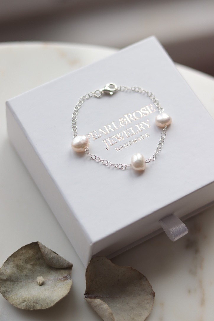 MELINA SILVER REAL PEARL BRACELET