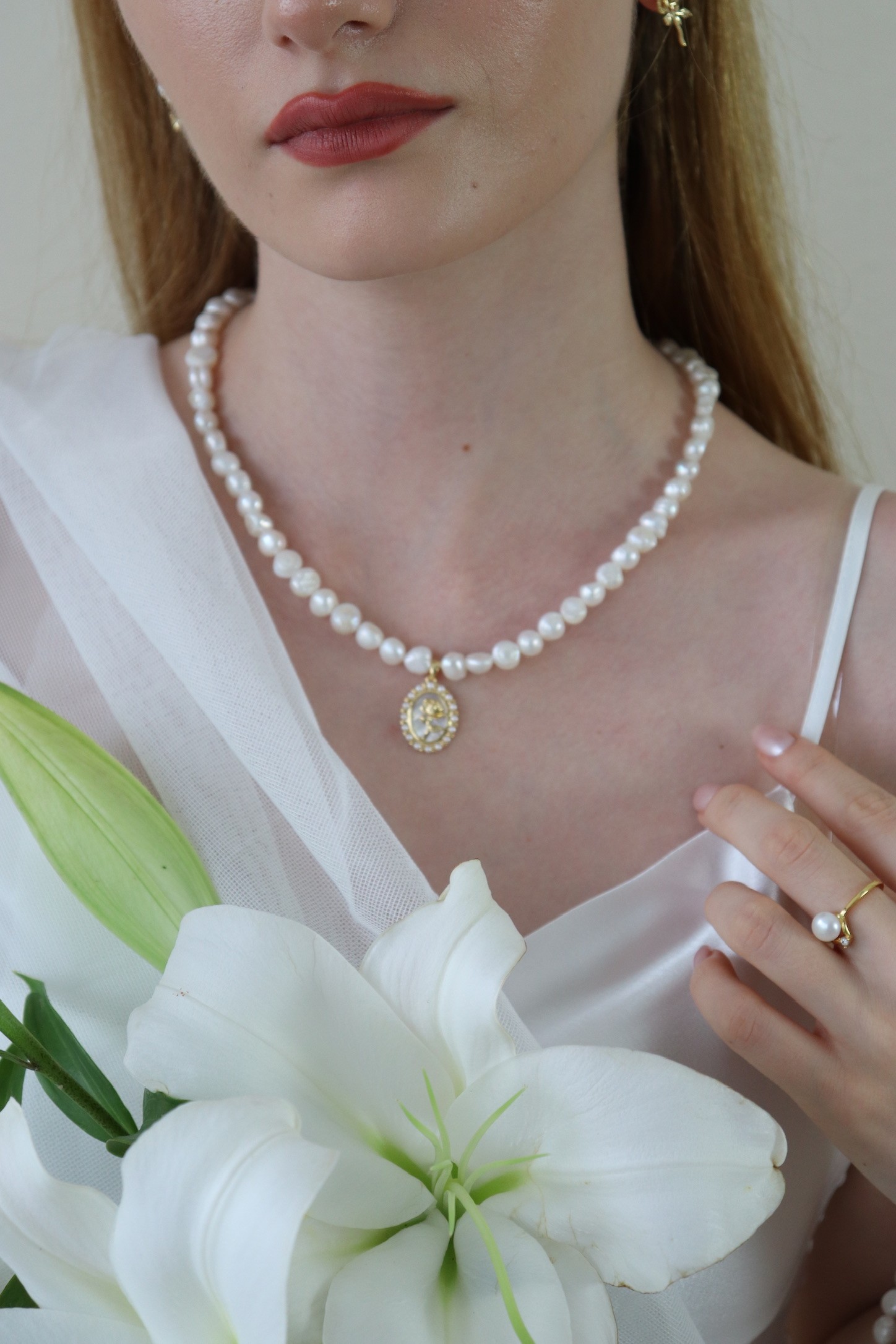 PEARL ROSE DIANA REAL PEARL NECKLACE