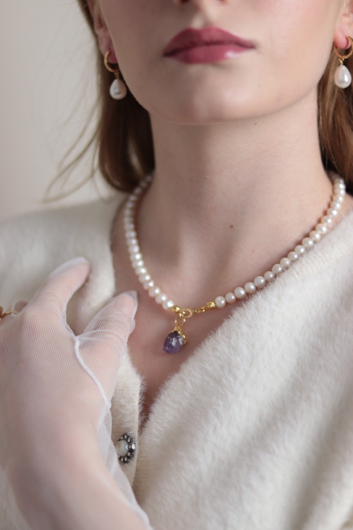 ROYAL AMETHYST REAL PEARL NECKLACE