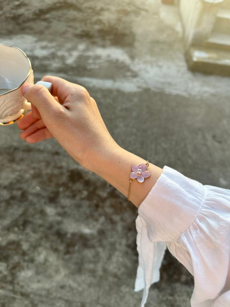 MOTHER OF PEARL FLOWERS NO.1 BRACELET - Siyah Sedef