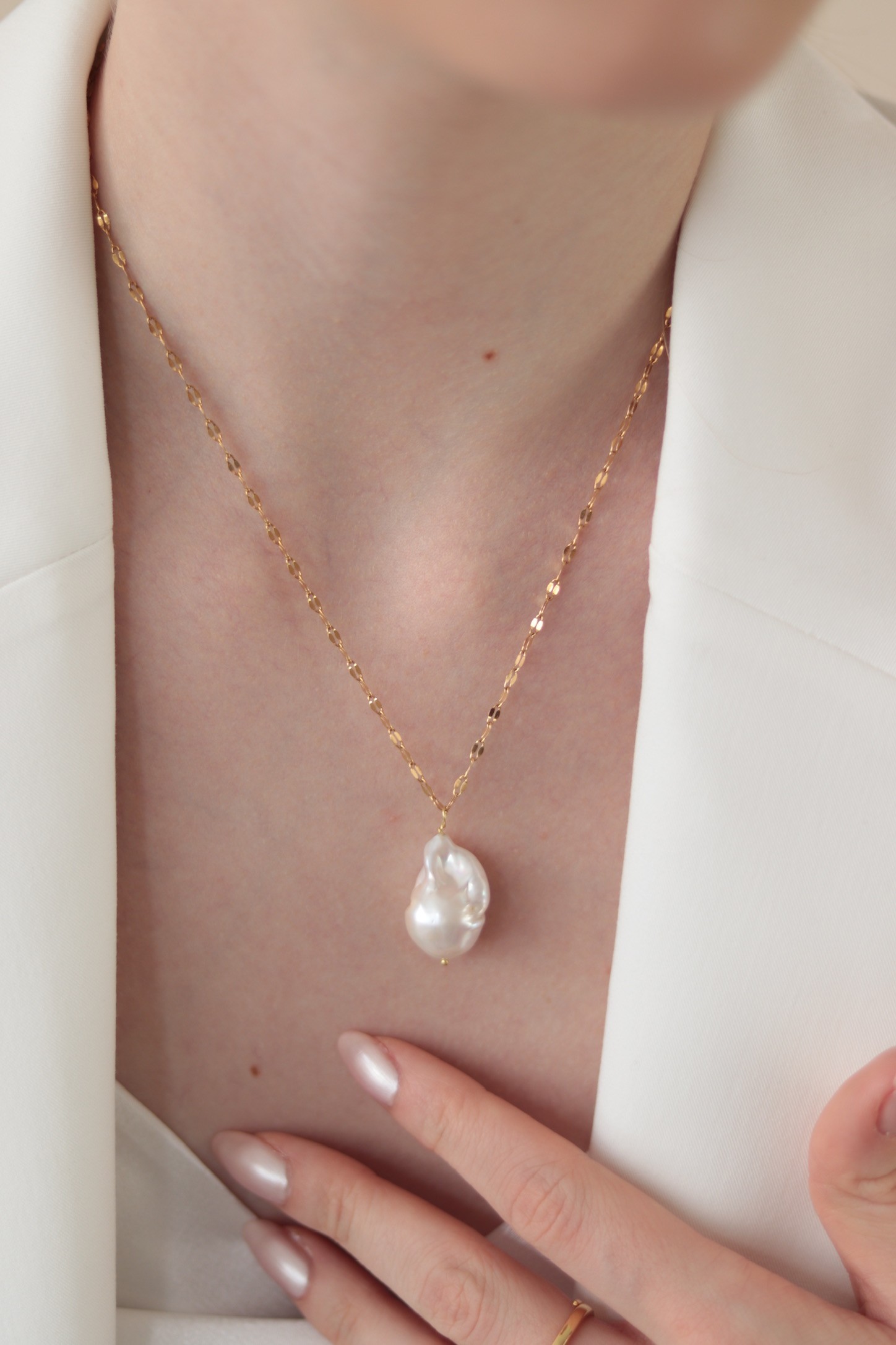 MARIA BAROQUE NO:2 CHAIN REAL PEARL NECKLACE