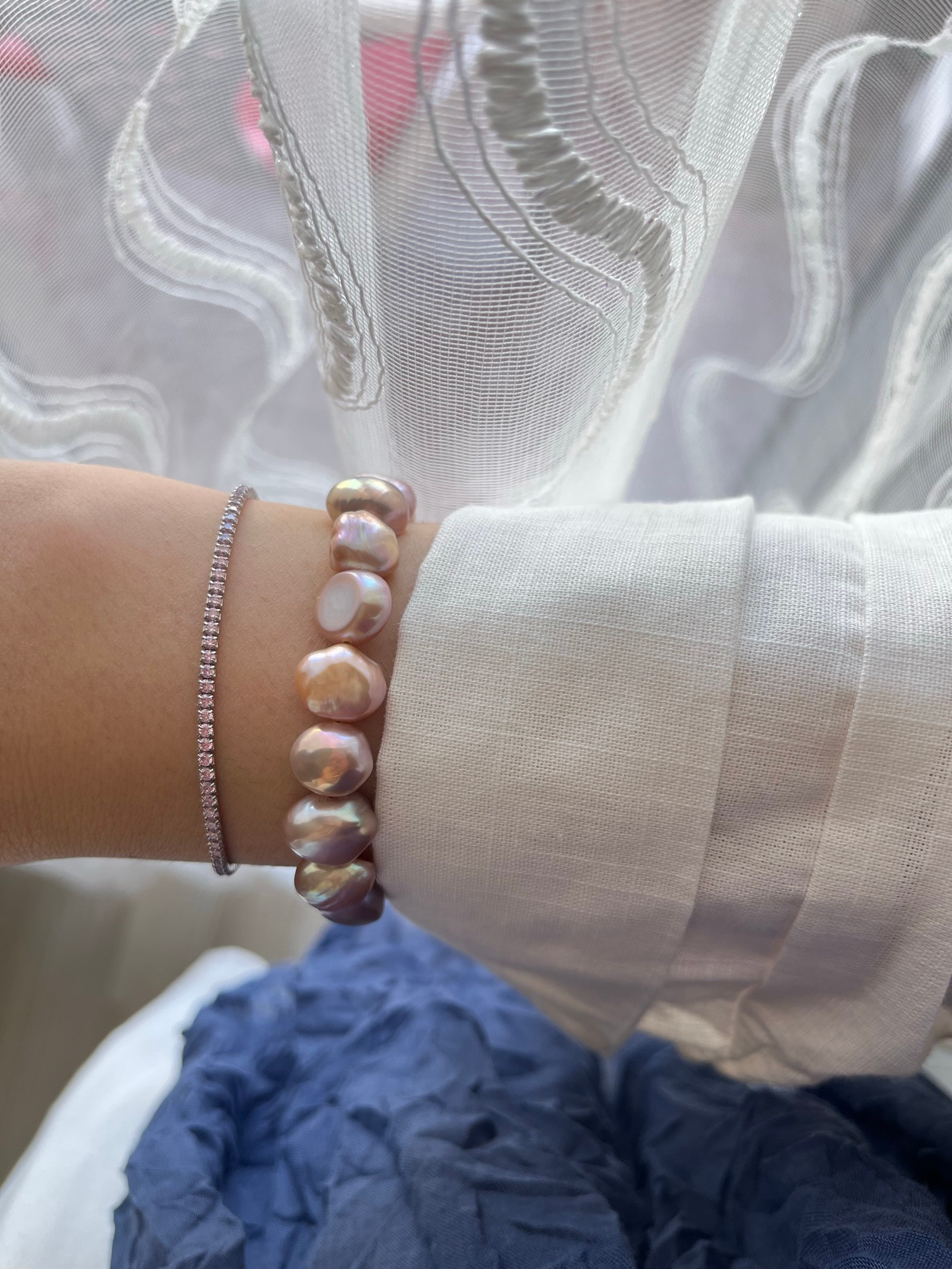 PINK & LILAC EMILIA REAL PEARL BRACELET