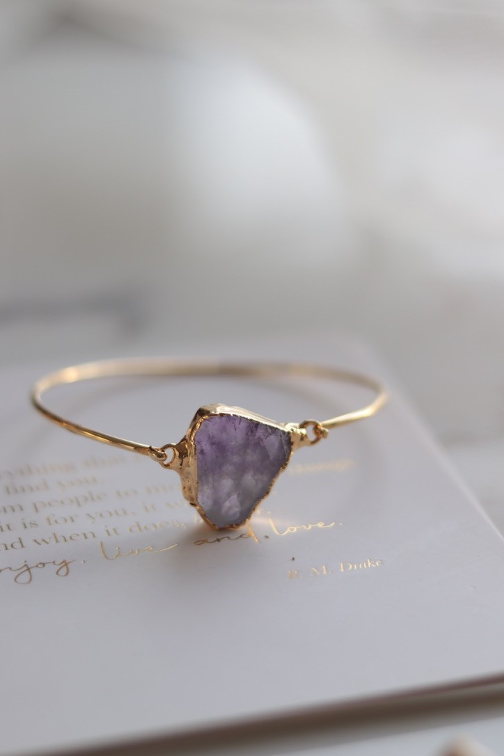 REAL AMETHYST GOLD PLATED CLAMP