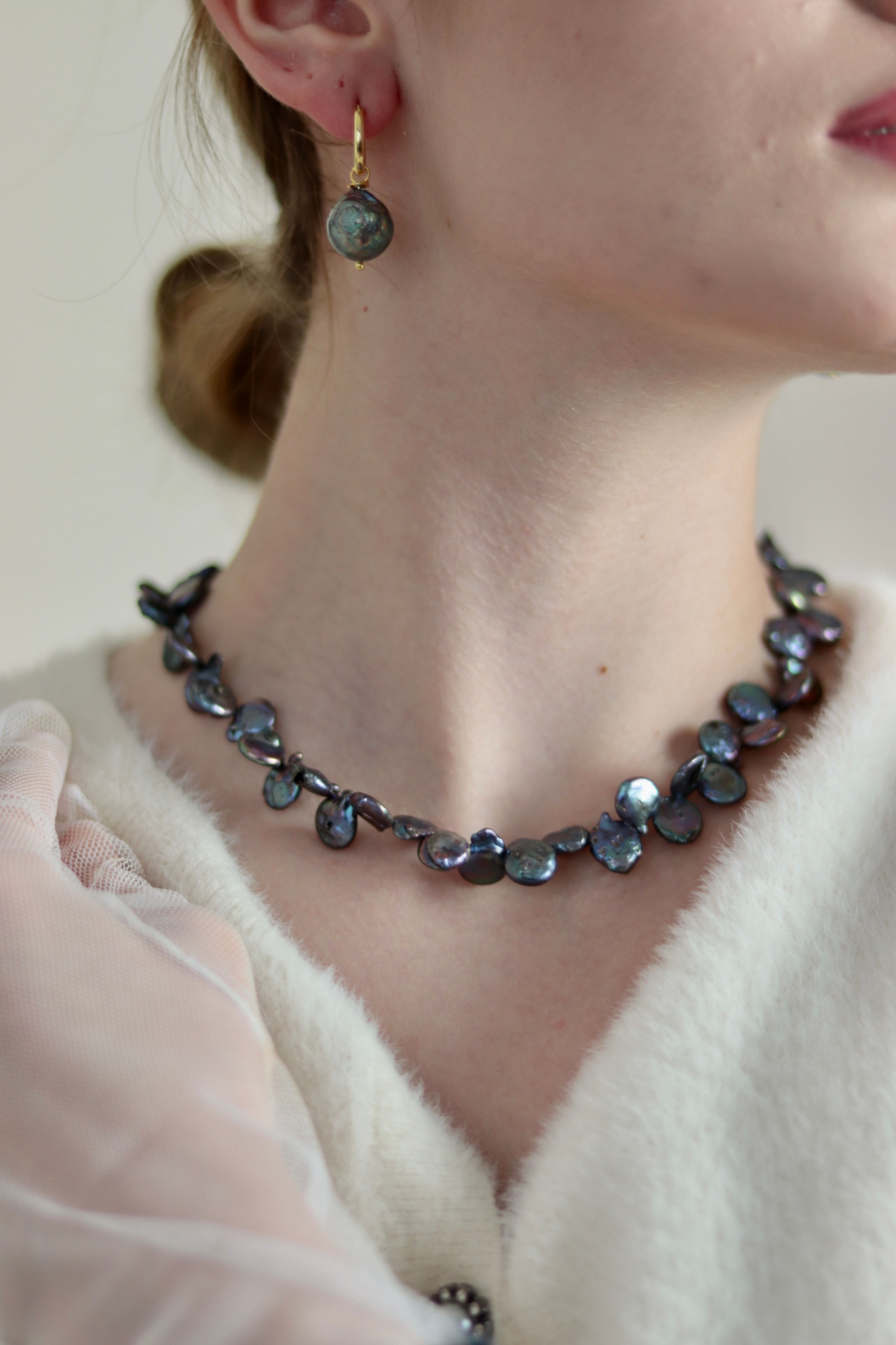 BLACK GLORİA REAL PEARL NECKLACE