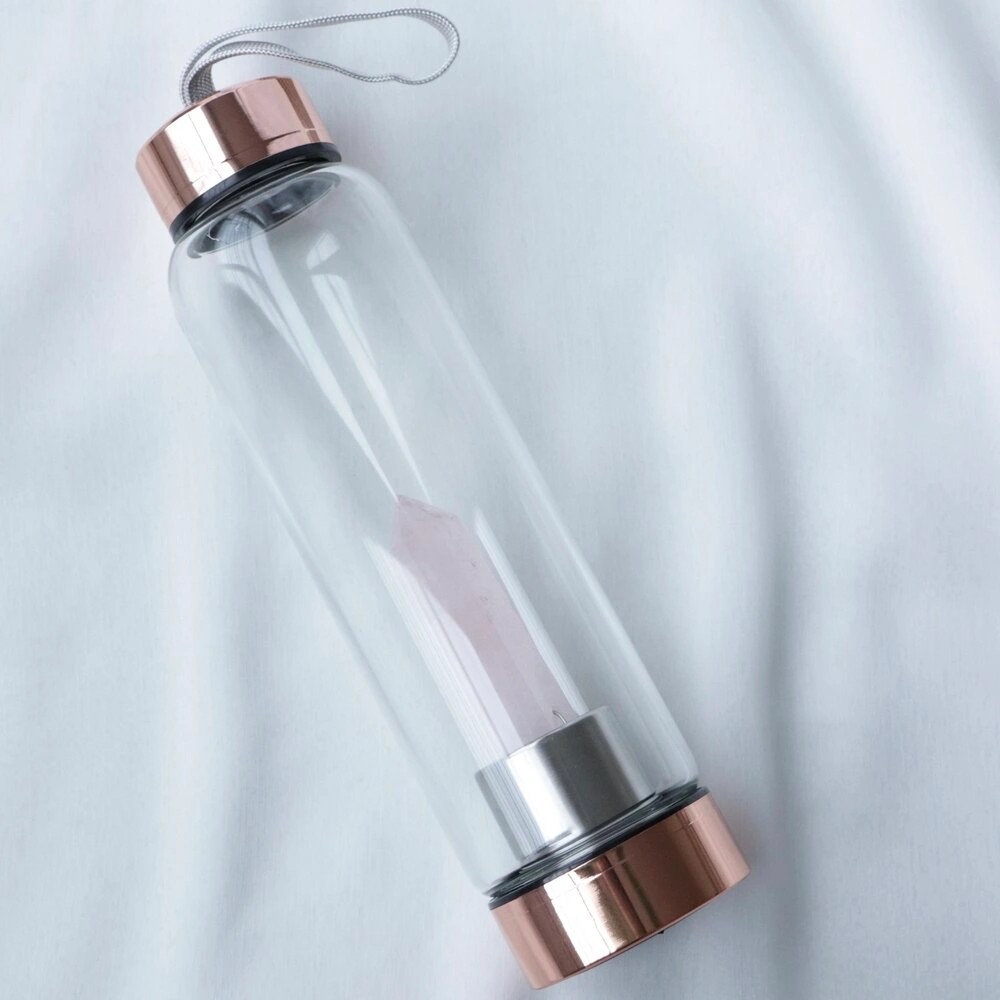 PINK QUARTZ ROSE GOLD WATER BOTTLE