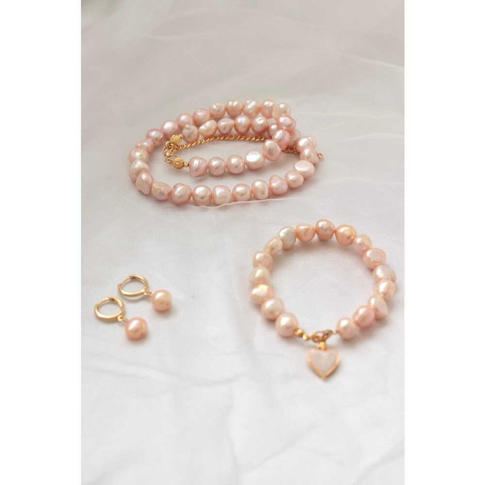 SALMON REAL PEARL SET OF 3