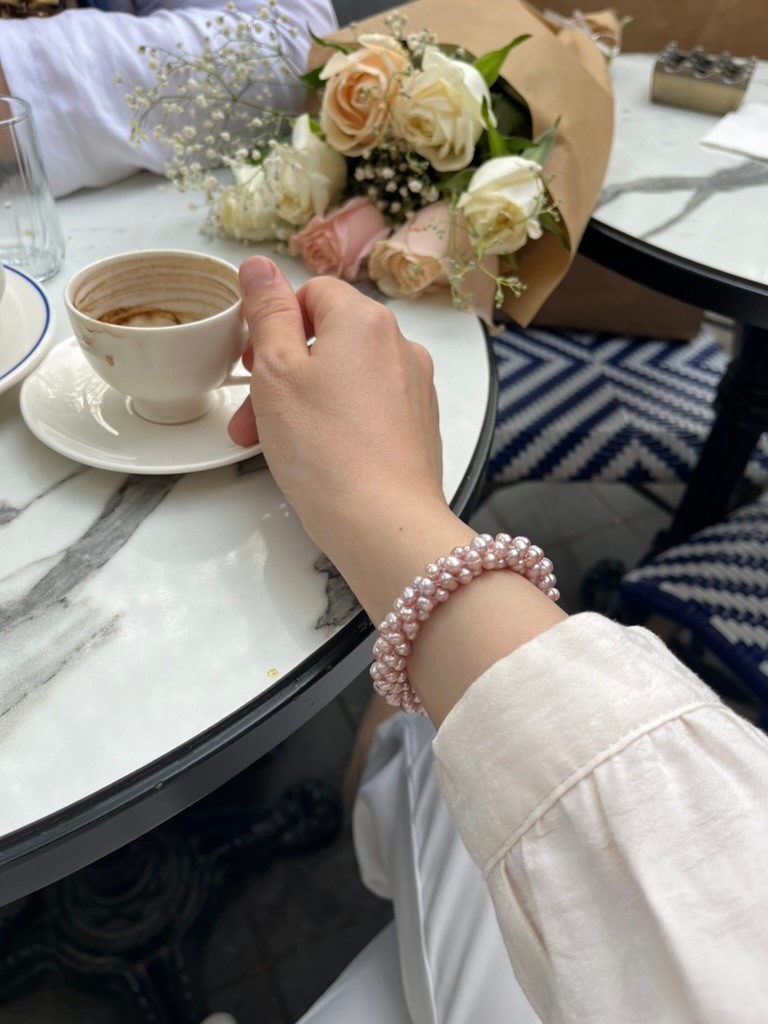 PINK AND LILAC IVY REAL PEARL BRACELET