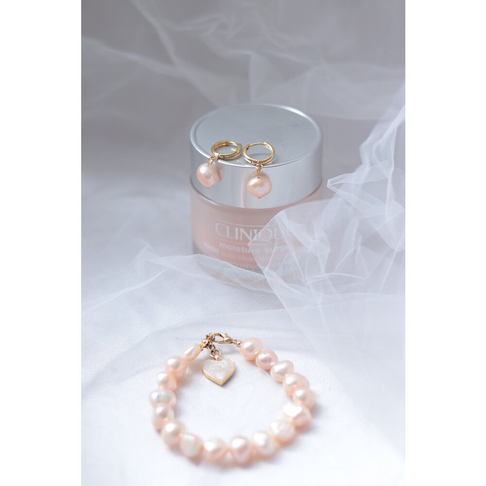 SALMON REAL PEARL SET OF 2