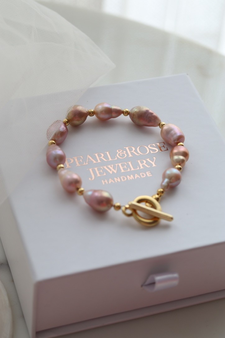 PINK BAROQUE NO:2 REAL PEARL BRACELET