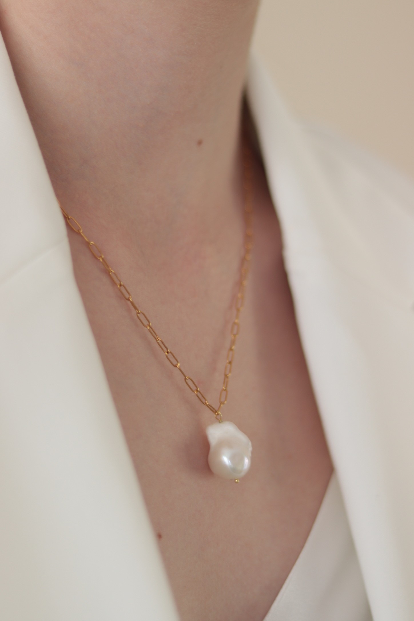 MARIA BAROQUE NO:2 CHAIN REAL PEARL NECKLACE