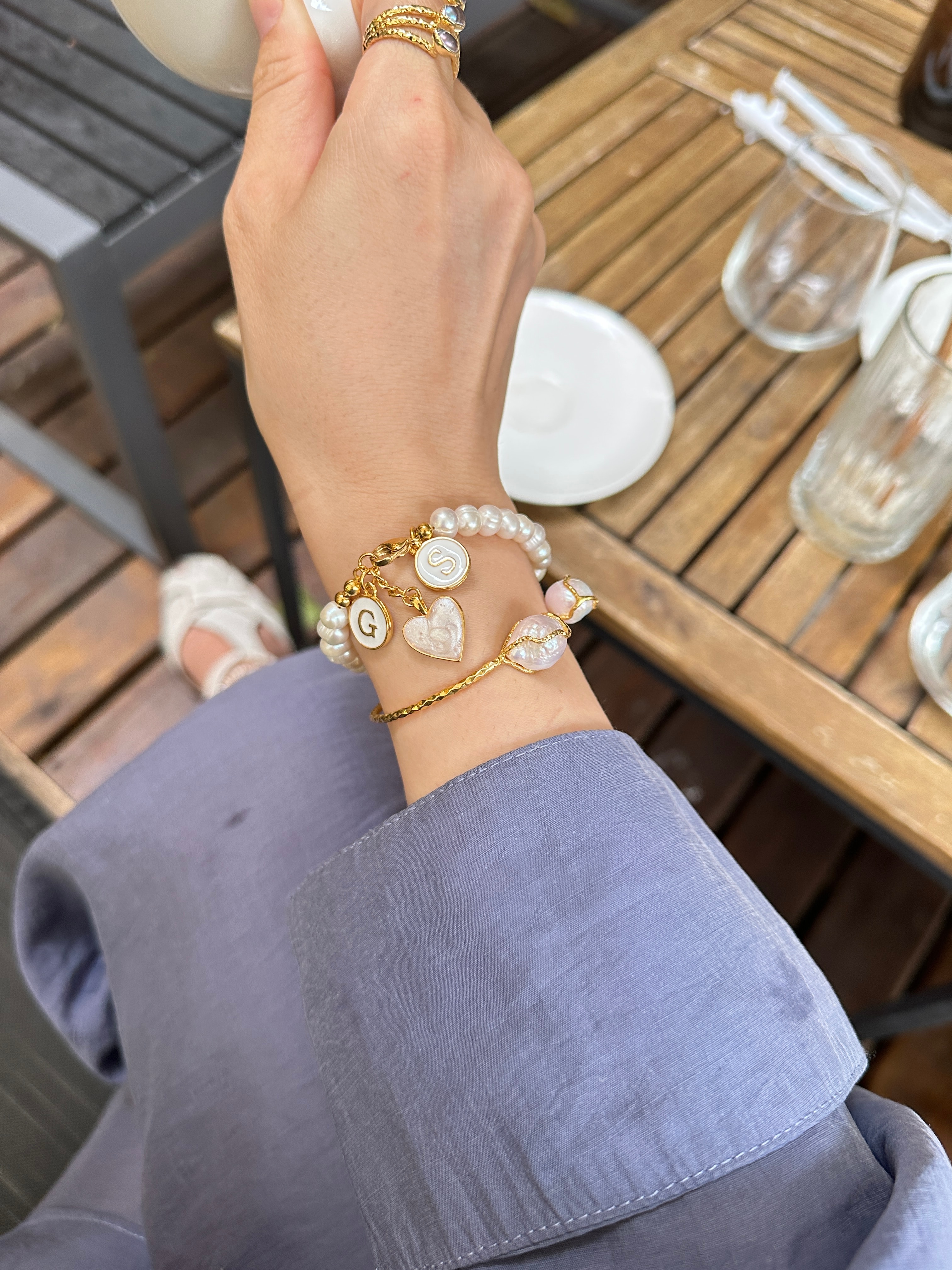 ALFABET JULİA GERÇEK İNCİ BİLEKLİK